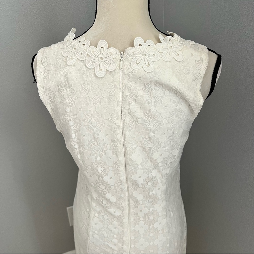 London Times White Midi Dress with Lace Trim - Picture 8 of 13